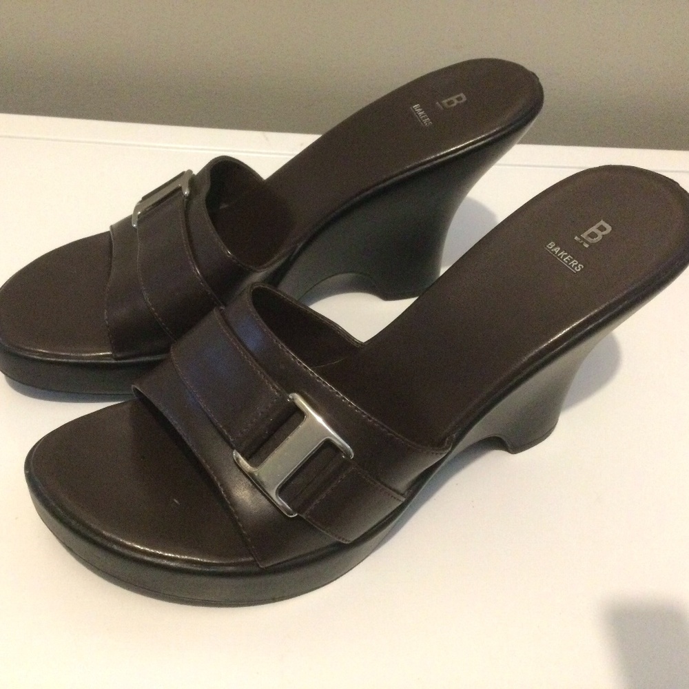 Bakers brown leather wedge heel